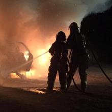 FFPD firefighters working on vehicle fire